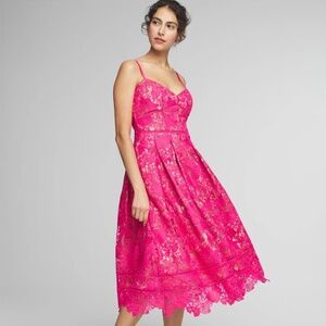 WHBM Sleeveless Lace Fit & Flare Midi Dress